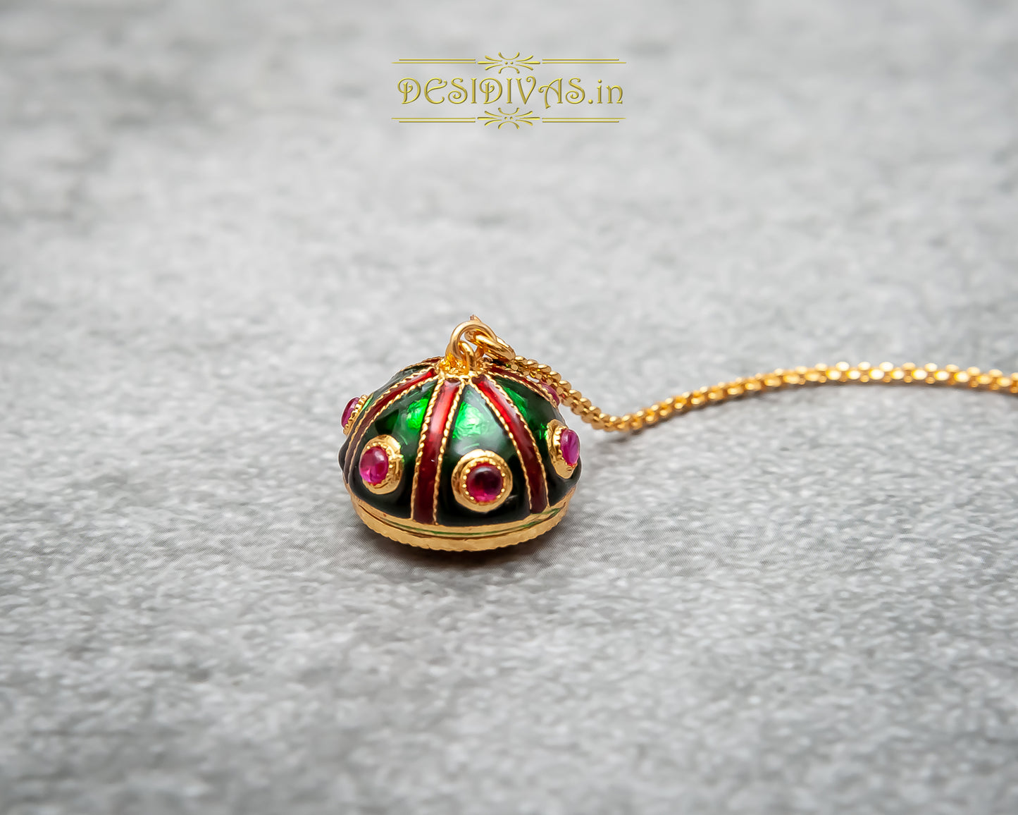 Ethnic Borla with Ruby CZ Setting