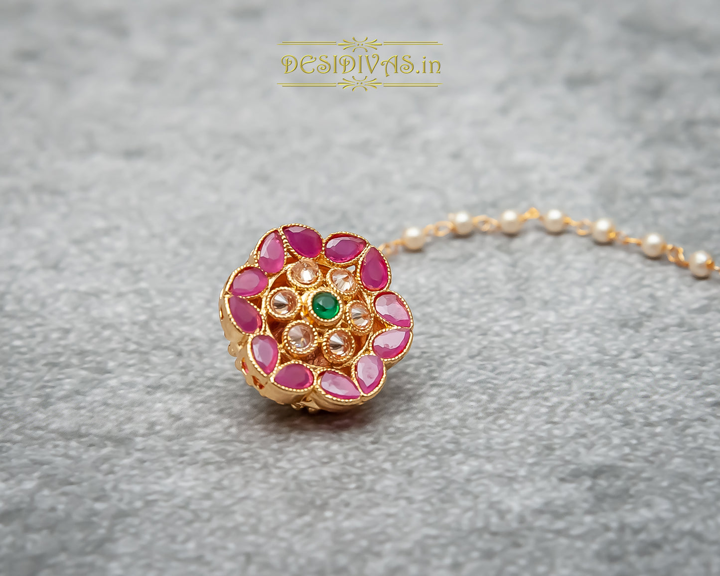 Ethnic colored stone  CZ Borla/ Maang Tikka