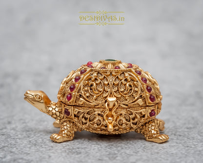 Turtle Design Kumkum Sindoor Dani, Wedding Gift, Pooja Accessory