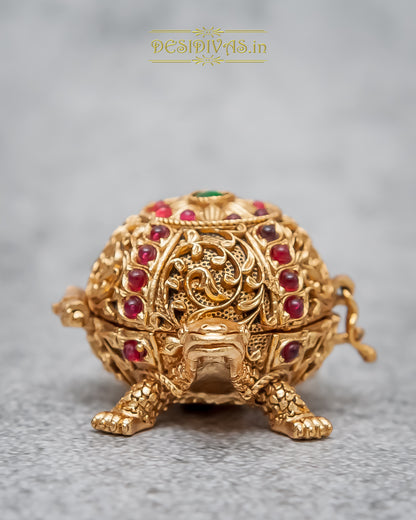 Turtle Design Kumkum Sindoor Dani, Wedding Gift, Pooja Accessory