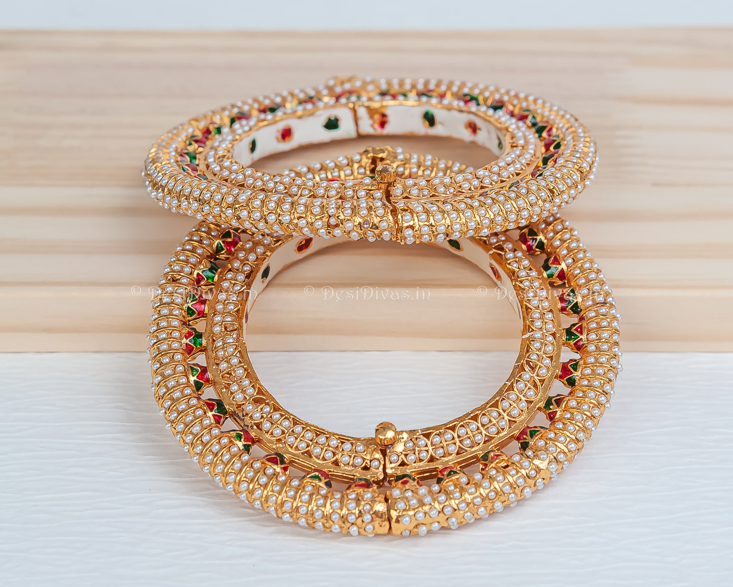 Jaipuri Rajwadi Pachali Meenakari Openable Kada Bangle, Indian Wedding jewelry