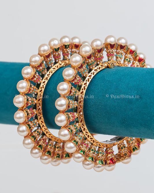 Jaipuri Rajwadi Pachali Meenakari Openable Kada Bangle, Indian Wedding jewelry