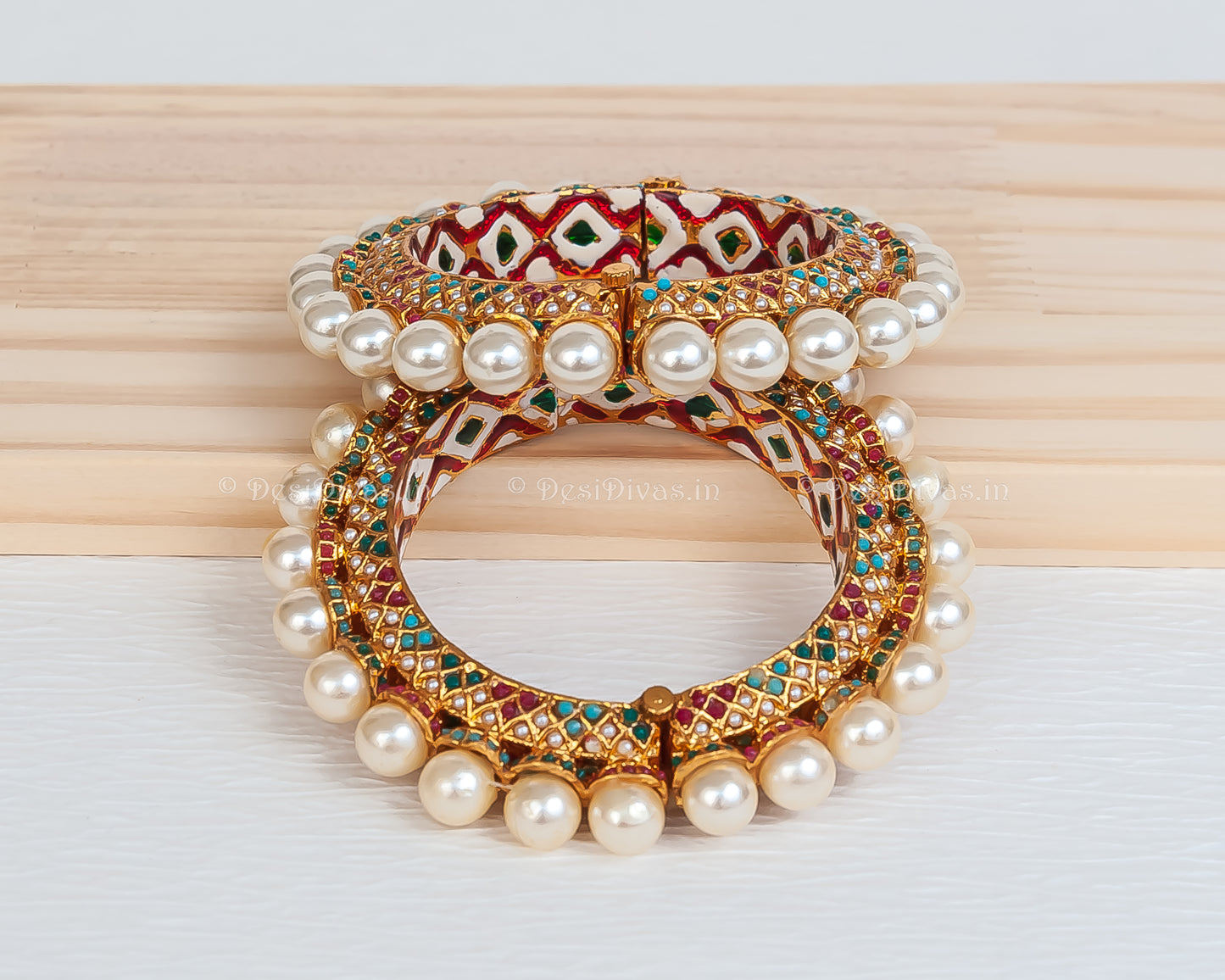 Jaipuri Rajwadi Pachali Meenakari Openable Kada Bangle, Indian Wedding jewelry