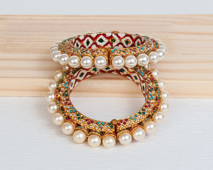 Jaipuri Rajwadi Pachali Meenakari Openable Kada Bangle, Indian Wedding jewelry