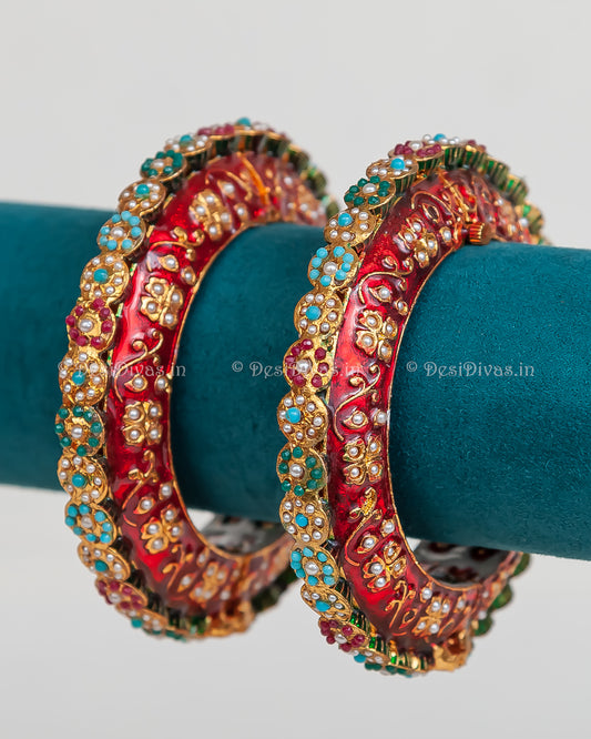 Jaipuri Rajwadi Pachali Meenakari Openable Kada Bangle, Indian Wedding jewelry