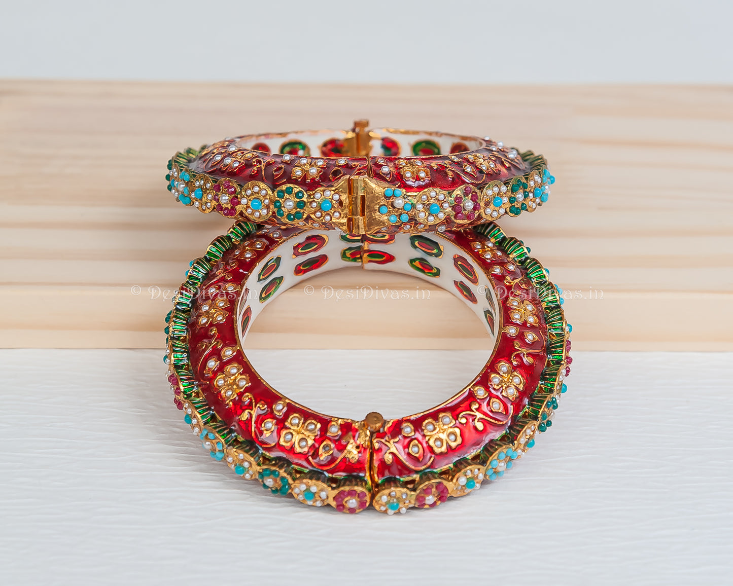 Jaipuri Rajwadi Pachali Meenakari Openable Kada Bangle, Indian Wedding jewelry