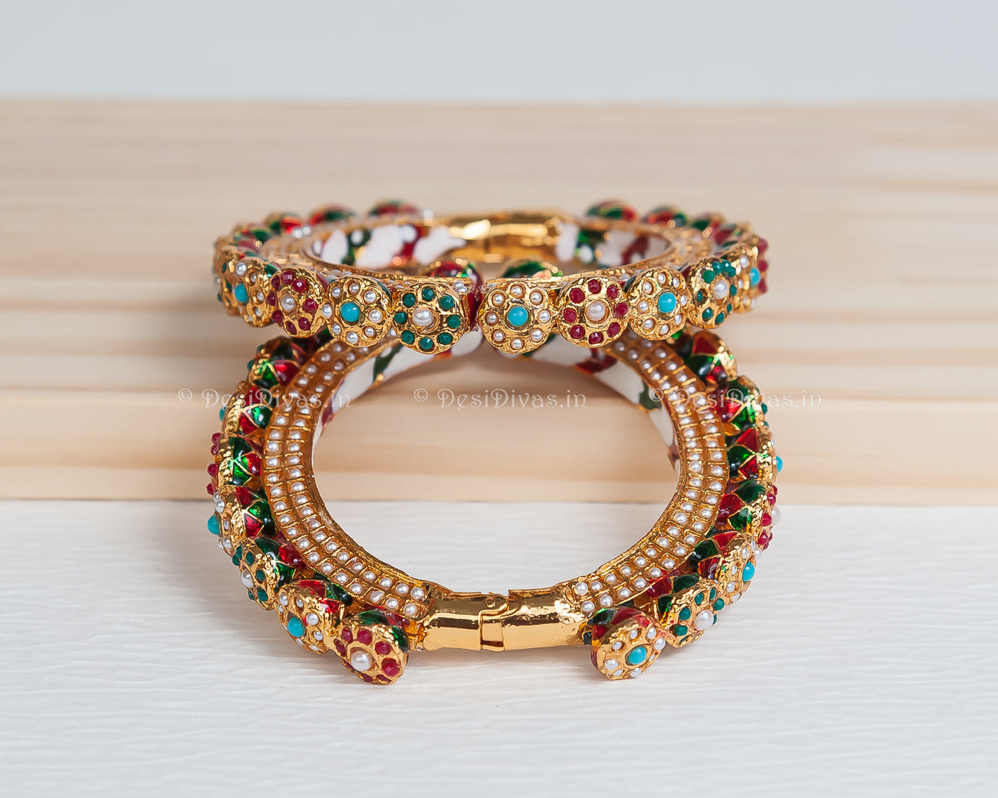 Jaipuri Rajwadi Pachali Meenakari Openable Kada Bangle, Indian Wedding jewelry