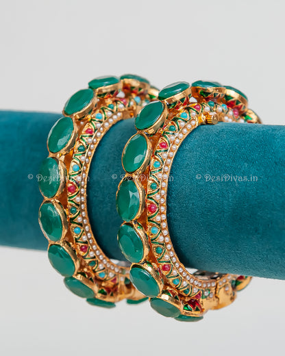 Jaipuri Rajwadi Pachali Meenakari Openable Kada Bangle, Indian Wedding jewelry