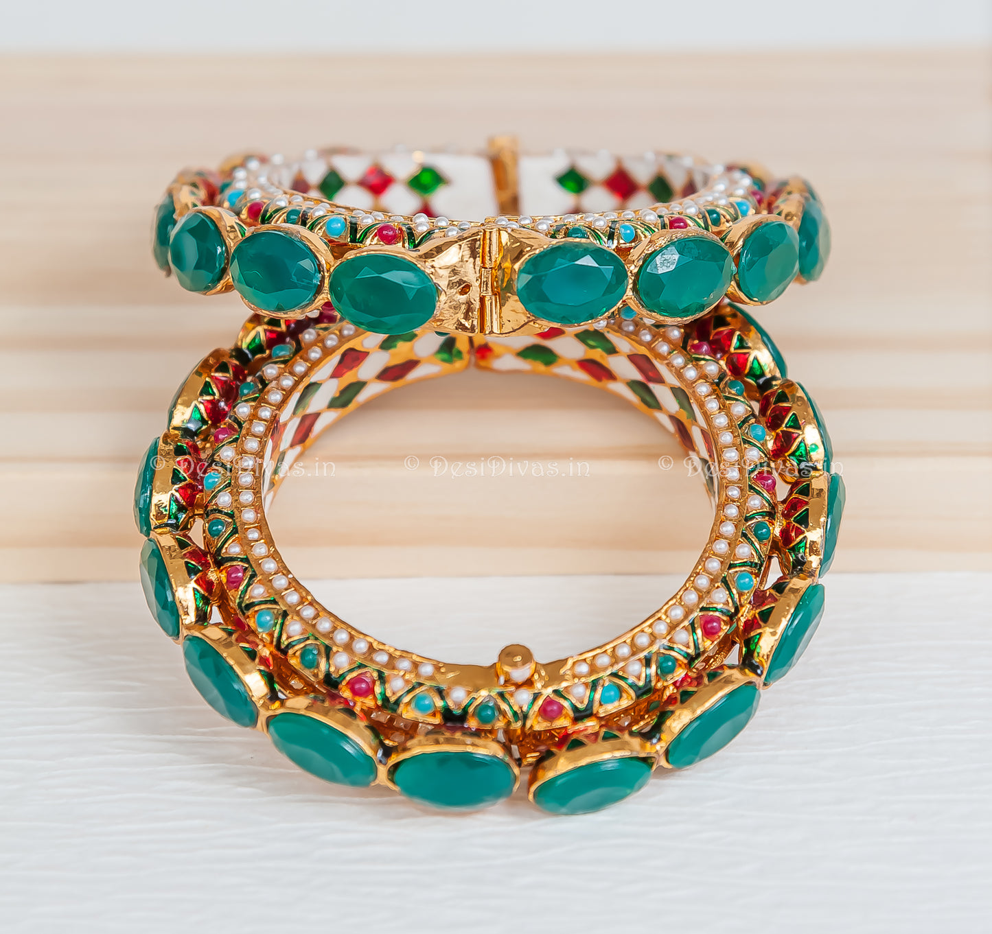 Jaipuri Rajwadi Pachali Meenakari Openable Kada Bangle, Indian Wedding jewelry