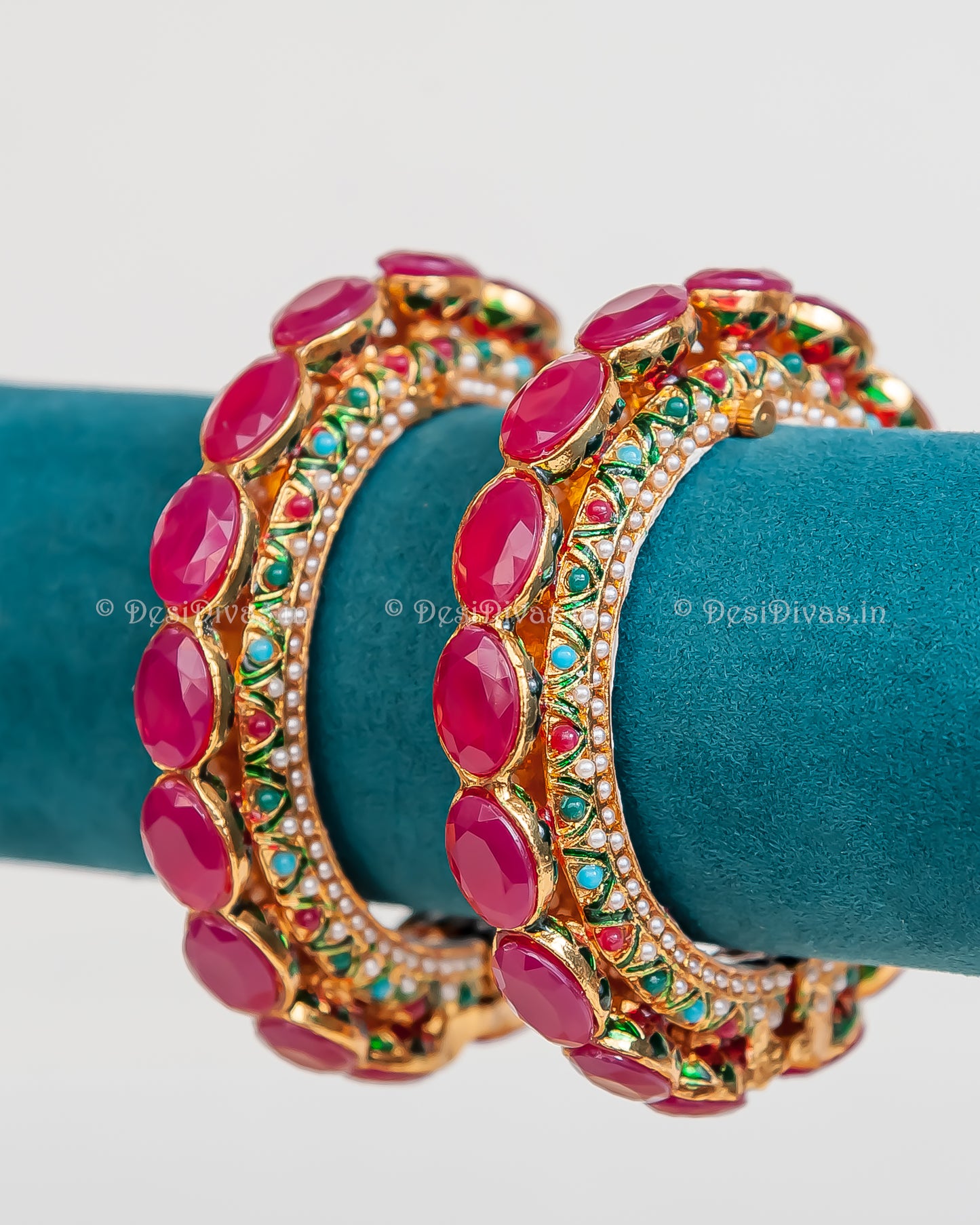 Jaipuri Rajwadi Pachali Meenakari Openable Kada Bangle, Indian Wedding jewelry