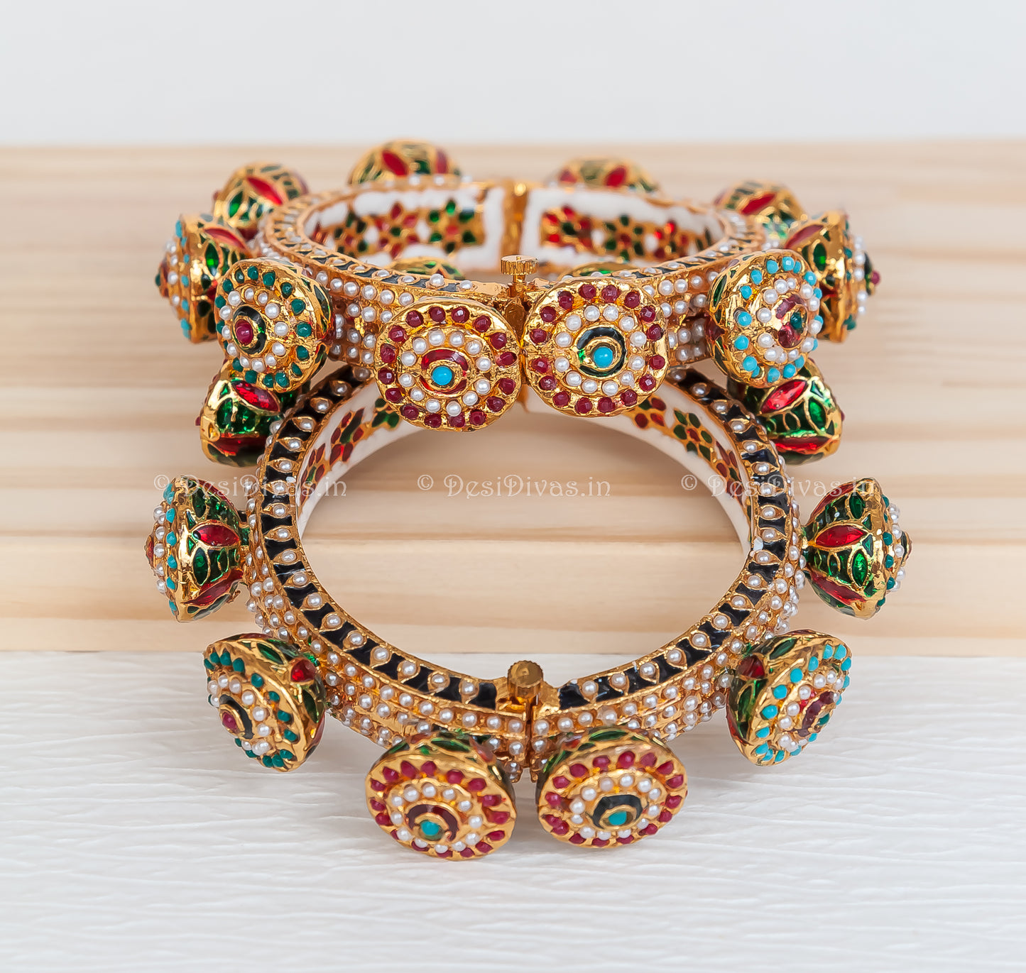 Jaipuri Rajwadi Pachali Meenakari Openable Kada Bangle, Indian Wedding jewelry