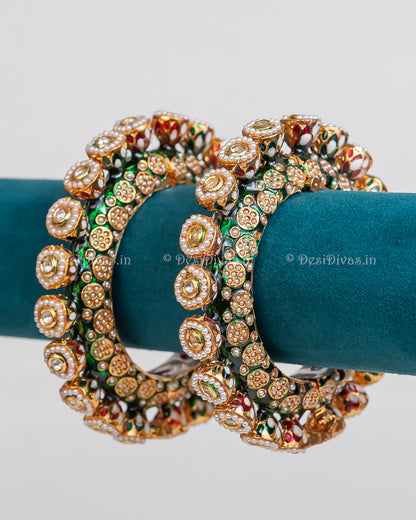 Jaipuri Rajwadi Pachali Meenakari Openable Kada Bangle, Indian Wedding jewelry