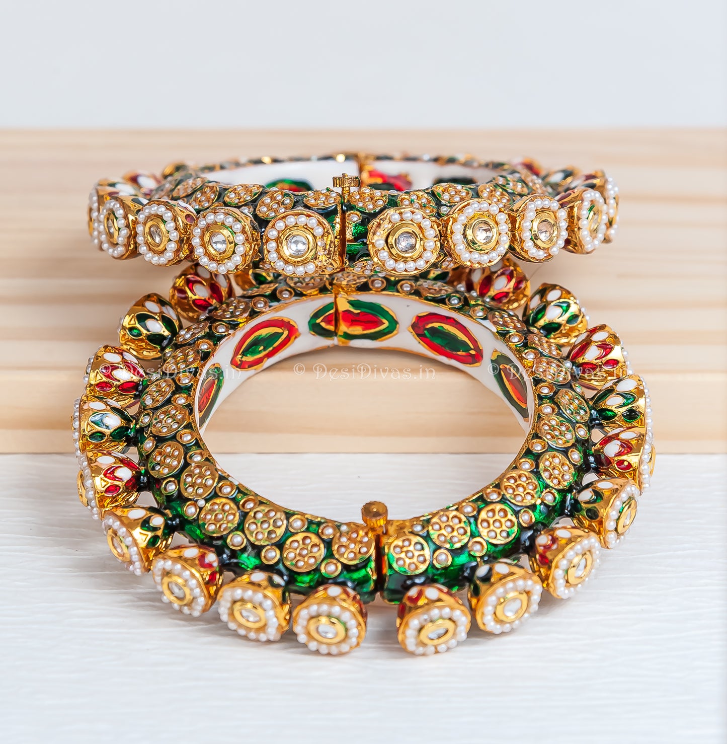 Jaipuri Rajwadi Pachali Meenakari Openable Kada Bangle, Indian Wedding jewelry