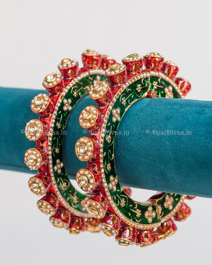 Jaipuri Rajwadi Pachali Meenakari Openable Kada Bangle, Indian Wedding jewelry