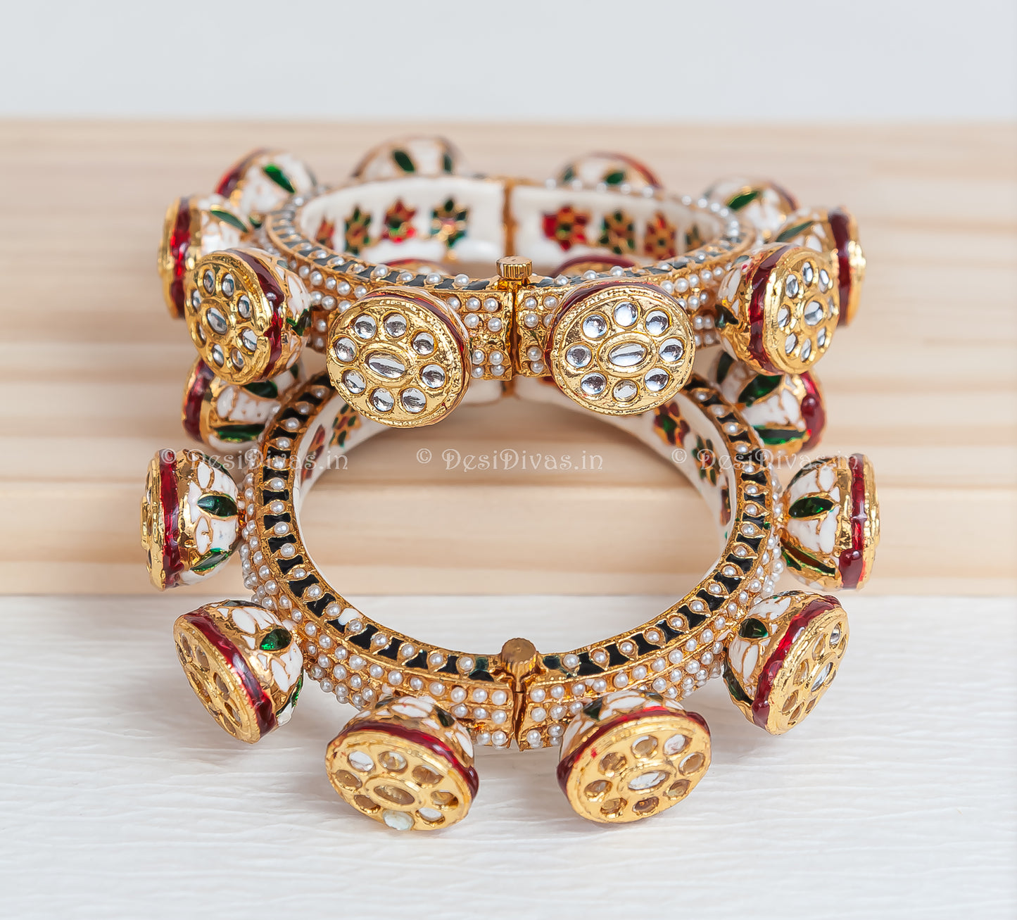 Jaipuri Rajwadi Pachali Meenakari Openable Kada Bangle, Indian Wedding jewelry