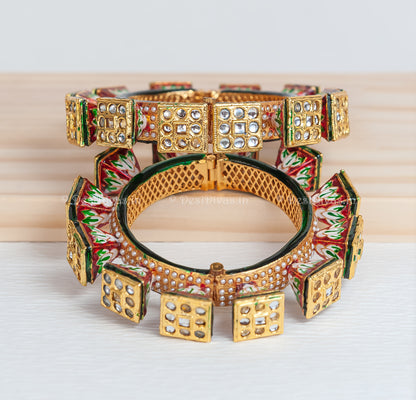 Jaipuri Rajwadi Pachali Meenakari Openable Kada Bangle, Indian Wedding jewelry