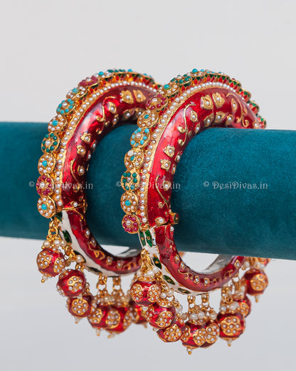 Jaipuri Rajwadi Pachali Meenakari Openable Kada Bangle, Indian Wedding jewelry