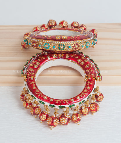 Jaipuri Rajwadi Pachali Meenakari Openable Kada Bangle, Indian Wedding jewelry